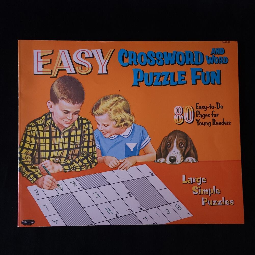 Rare Vintage Whitman 1962 Easy Crossword and Word Large Puzzle Fun 80 Pages Kids